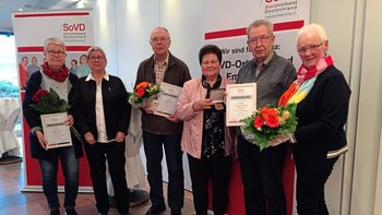 Viel vorgenommen hat sich der Vorstand des SoVD Emsbüren: (von links) Marianne Plagge, Christel Wekenborg (SovD Emsland), Hermann Beck, Irmgard Terveer (SoVD Emsland), Josef Heidkamp und Mathilde Drees. Foto: SoVD Emsbüren